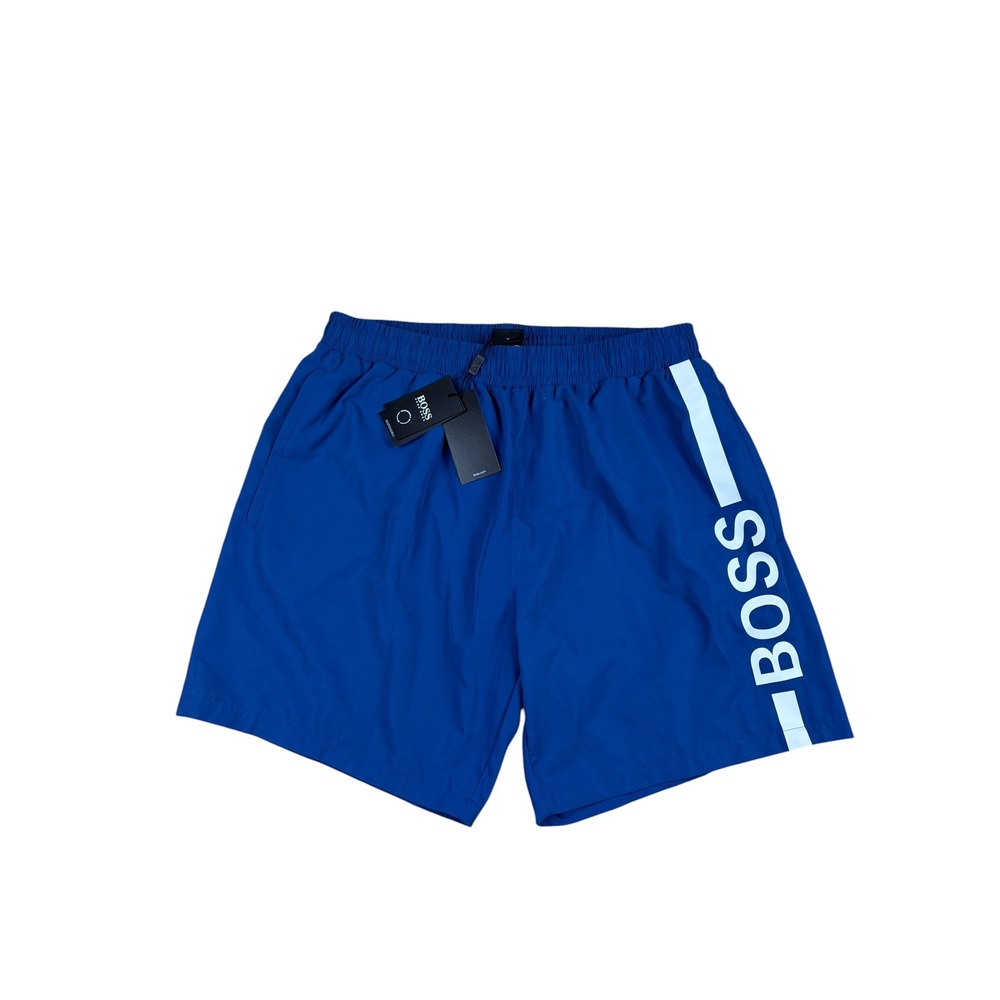 NWT Hugo Boss Dolphin Mens 7" Swim Shorts Medium Blue Logo Beachwear  Size M